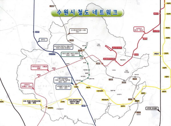 수원시 철도 네트워크 예상도