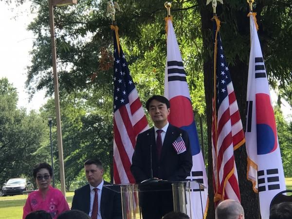 김상호 시장, 하남시-리틀락시 상징조형물 제막식
