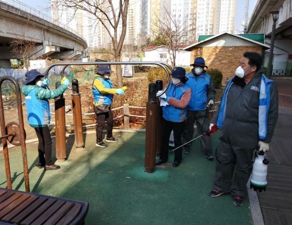 가능동 자율방재단 코로나19 방역활동 실시