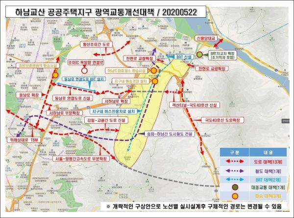 교산광역대책 확정, 하남시 5철·5고·5광 교통혁명의 시작!!