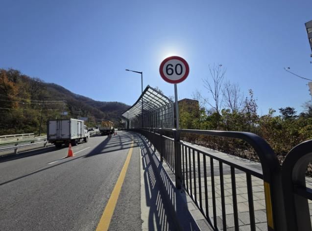 제한속도를 60km로 상향한 환로%U2027수정로 구간