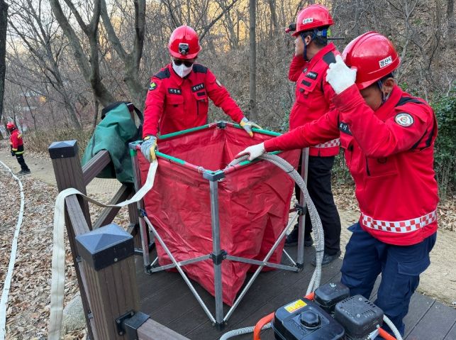 『경산시, 겨울철 산불 대비 산불 진화 기계화 훈련』실시