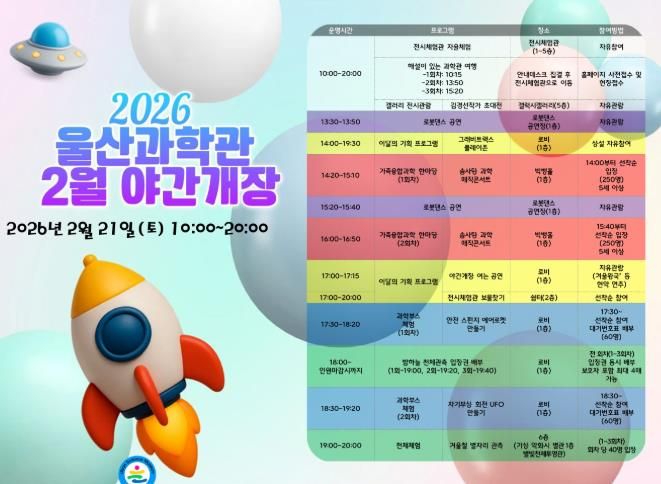 울산과학관, 2월 21일 야간 개장