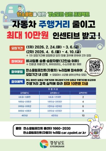 2026년탄소중립포인트(자동차분야)모집포스터