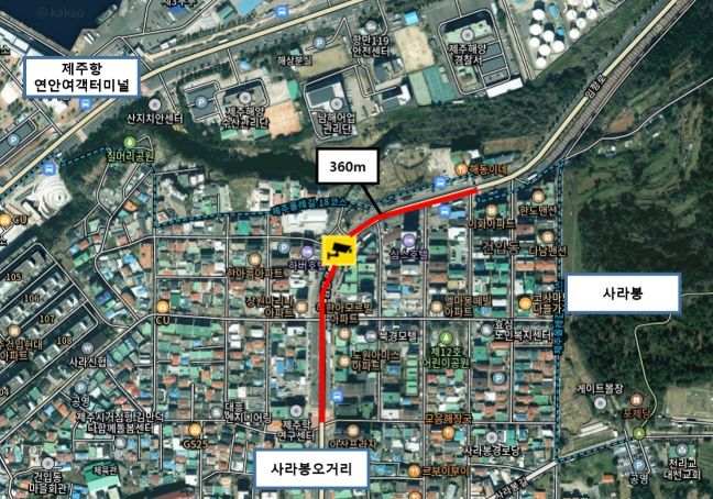 불법 주·정차 무인단속 카메라 설치 대상 위치도(하버호텔 인근)